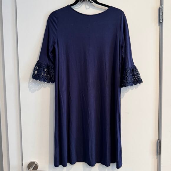 Lilly Pulitzer Ophelia Shift Dress Blue Crew Neck Half Sleeve Sz M Women's - Picture 6 of 6
